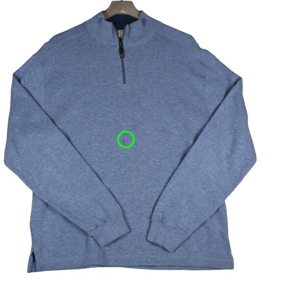 Jos. A. Bank Men's Sweater 1/4 Zip 100% Cotton Heathered Blue ( *1 flaw) - Picture 8 of 8